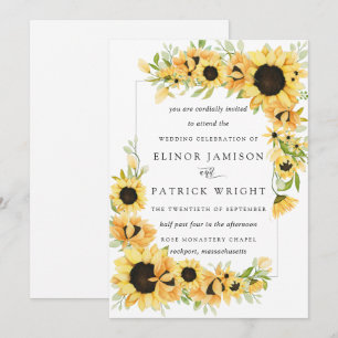 Rustic Boho Gult Solrossomaren Bröllop Inbjudningar
