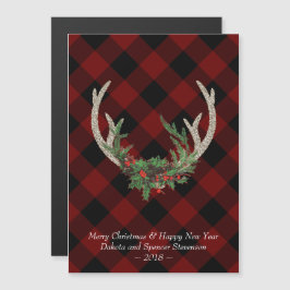 Rustic Boho Hjort Antlers| Julpapp Blommigt Magnetisk Inbjudningskort