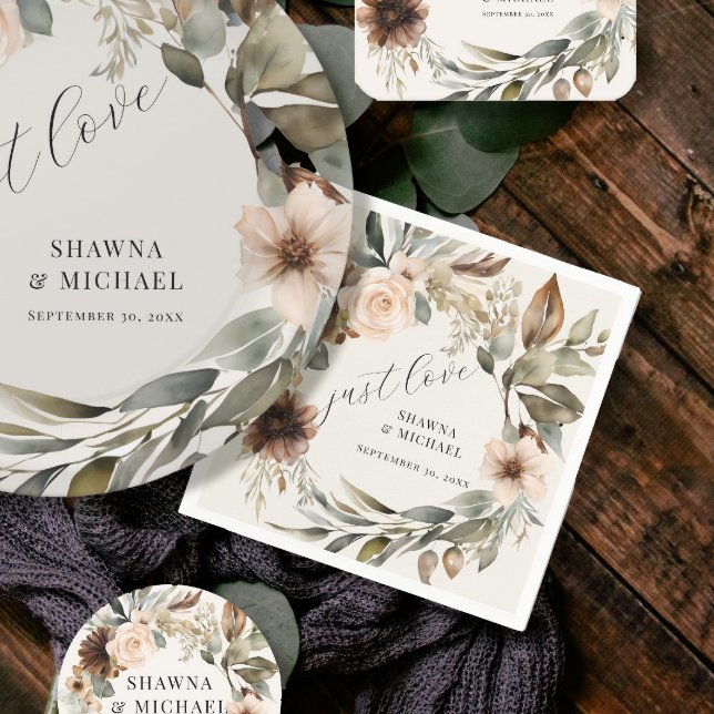 Rustic Boho hösthösten Blommigt Foliage Bröllop Pappersservett (Skapare uppladdad)