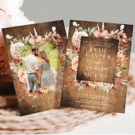 Rustic Boho hösthöstens bröllopsinbjudan Blommigt Inbjudningar