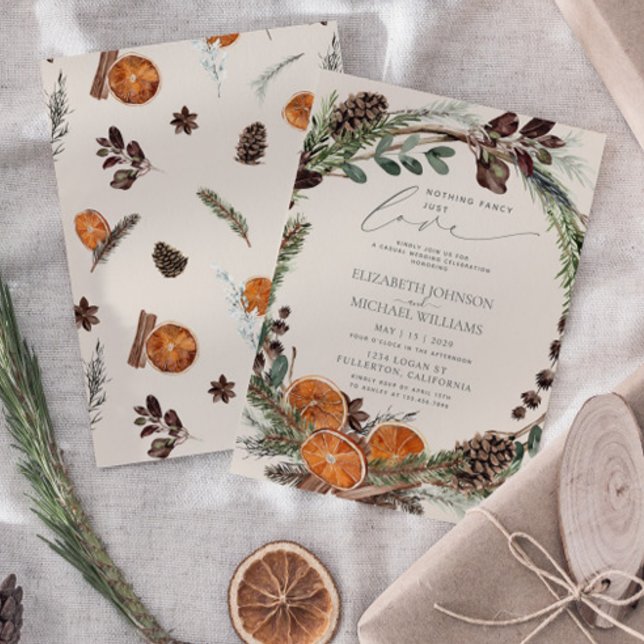 Rustic Boho Ingenting Finare Just Kärlek Citrus Br Inbjudningar (Wedding Invitation!)