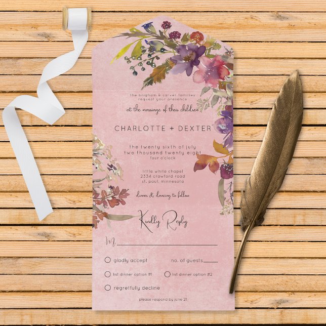 Rustic Boho Jewel Tone Blommigt Rosa Middag (Skapare uppladdad)