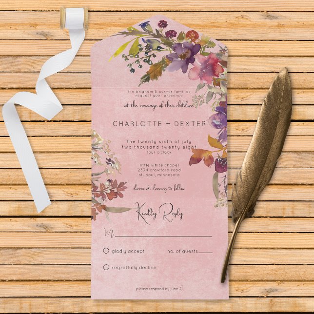 Rustic Boho Jewel Tone Blommigt Rosa No Middag (Skapare uppladdad)