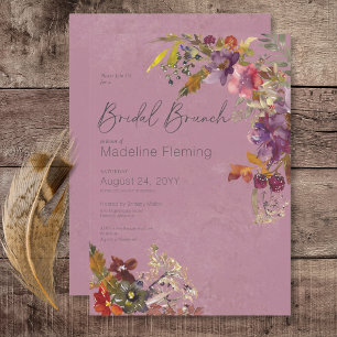 Rustic Boho Jewel Tone Plum Blommigt Möhippa Brunc Inbjudningar