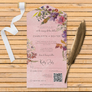 Rustic Boho Jewel Tone Rosa Blommigt QR Code