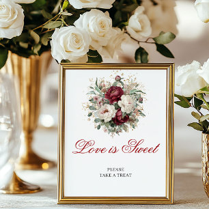 Rustic Boho Kärlek är Sött Blush Burgundy Bordsski Poster