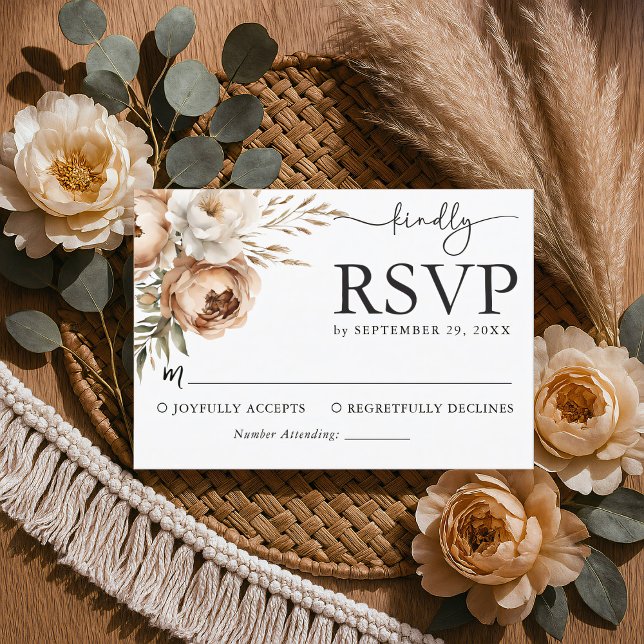 Rustic Boho-kort med Pampas & Peony OSA Kort (Skapare uppladdad)