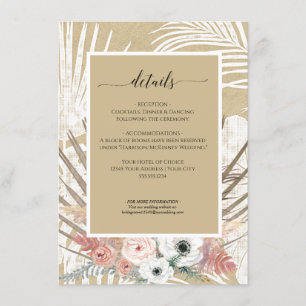 Rustic BOHO Kraft Blommigt Pampas Grass Tropical Inbjudningar