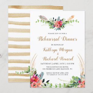 Rustic Boho Land Blommigt Garden Rehearsal Middag Inbjudningar