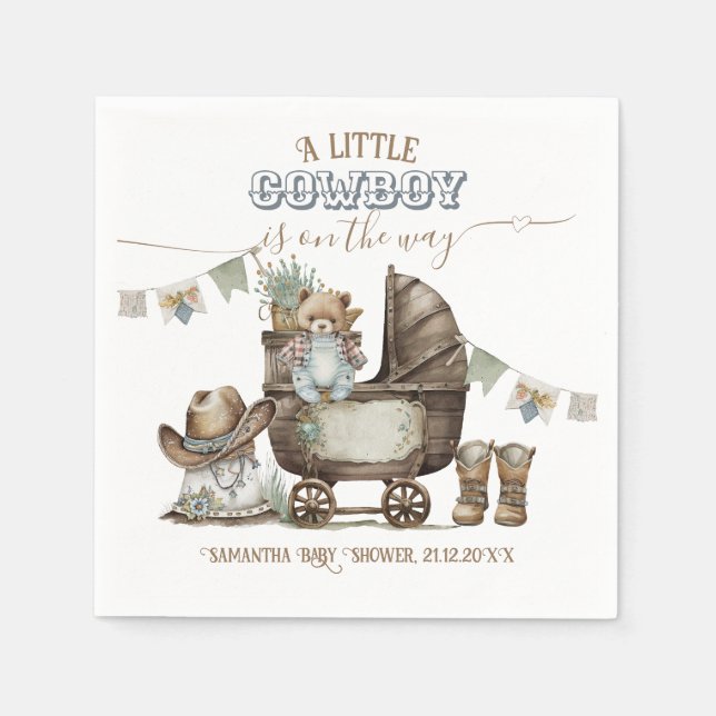 Rustic Boho Land Vilda western Boy Shower Pappersservett (Framsidan)