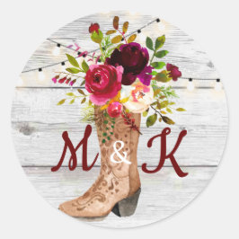 Rustic Boho Land Western Initial Monogram Runt Klistermärke