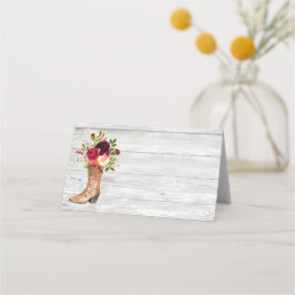 Rustic Boho Land Western Marsala Burgundy Boot Placeringskort