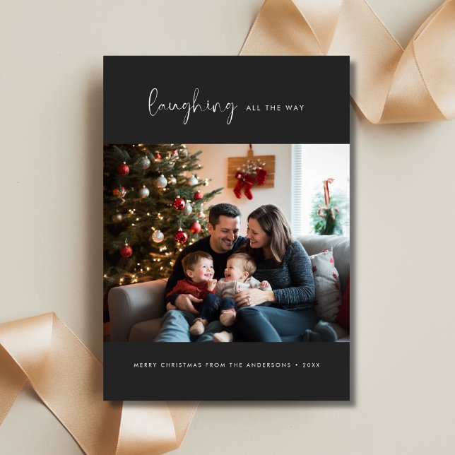 Rustic Boho Laughing hela vägen Foto-jul Julkort (Skapare uppladdad)