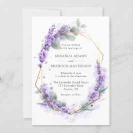 Rustic Boho Lavender Blommigt Elegant bröllop Inbjudningar