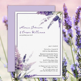 Rustic Boho Lavender Flowers Lila Bröllop Inbjudningar