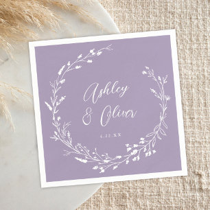 Rustic Boho Lavender Wildblomma Botanical Bröllop Pappersservett