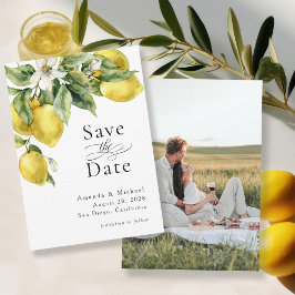Rustic Boho Lemons Photo Save Date Card Inbjudningar
