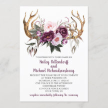 Rustic Boho Lila Plum Peonies Antlers Bröllop