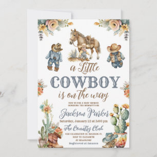 Rustic Boho Little Cowdoy Vilda western Baby Showe Inbjudningar