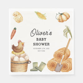 Rustic Boho Locally Grown Farm Chicken Baby Shower Pappersservett