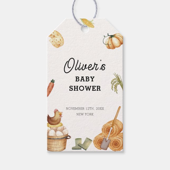 Rustic Boho Locally Grown Farm Chicken Baby Shower Presentetikett (Framsidan)