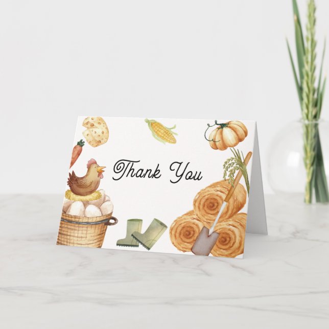 Rustic Boho Locally Grown Farm Chicken Baby Shower Tack Kort (Framsida)