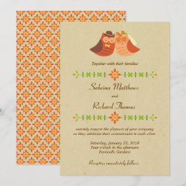 Rustic Boho Lovebird Uggla par Bröllop Inbjudningar