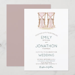 Rustic Boho Lycklig par Organza-stolar Bröllop Inbjudningar