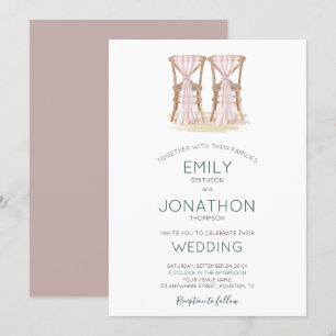 Rustic Boho Lycklig par Organza-stolar Bröllop Inbjudningar