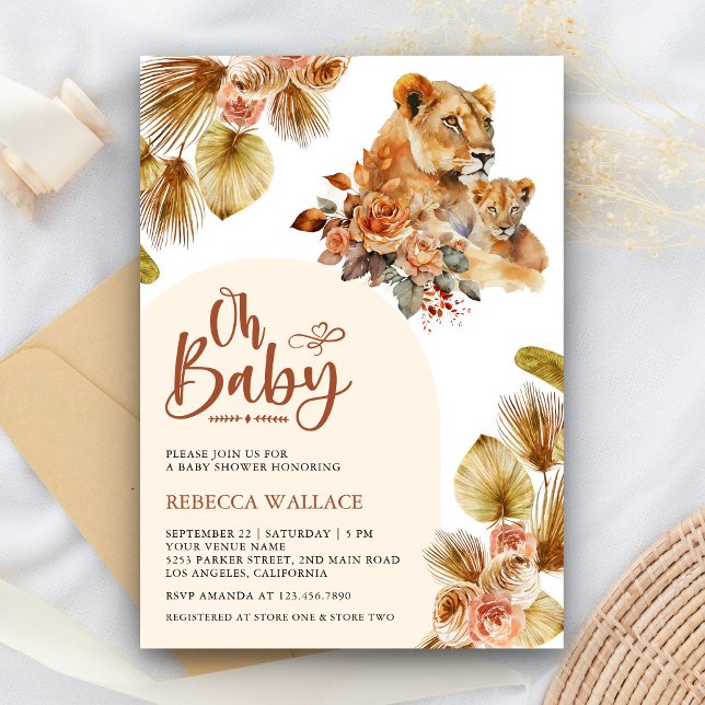 Rustic Boho Mamma och Baby Lejon Baby Shower Inbjudningar (Skapare uppladdad)