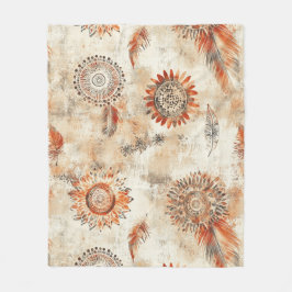 Rustic Boho Mandala Art Fleecefilt
