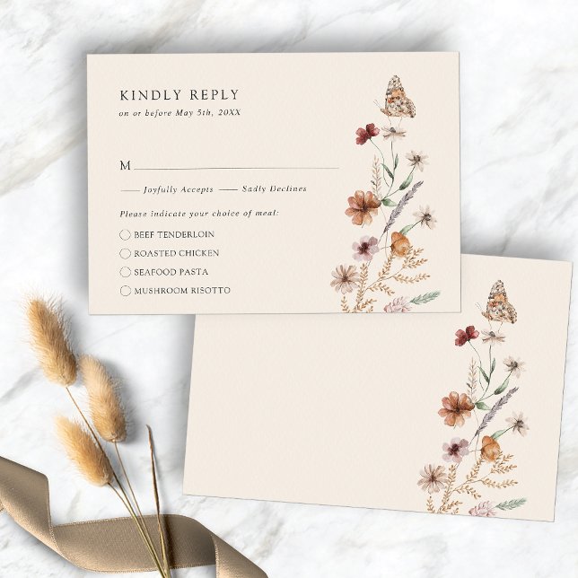 Rustic Boho Meal OSA kort (Rustic Boho Meal RSVP Card
)