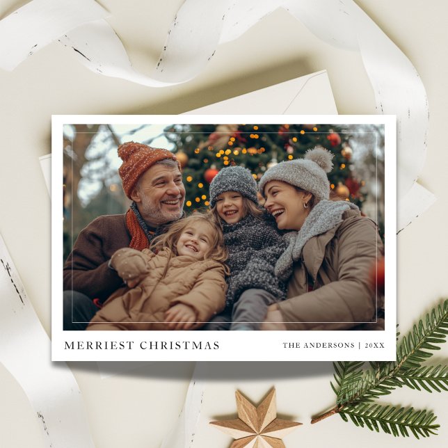 Rustic Boho Merriest Christmas Family Fun Photo Julkort (Skapare uppladdad)
