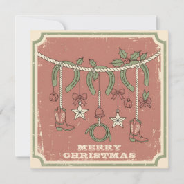 Rustic Boho Merry on the Range Christmas Julkort