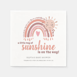 Rustic Boho Minimalist Rosa Baby Shower Pappersservett