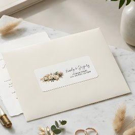 Rustic Boho Neutral Floral Wedding Address Adressetikett