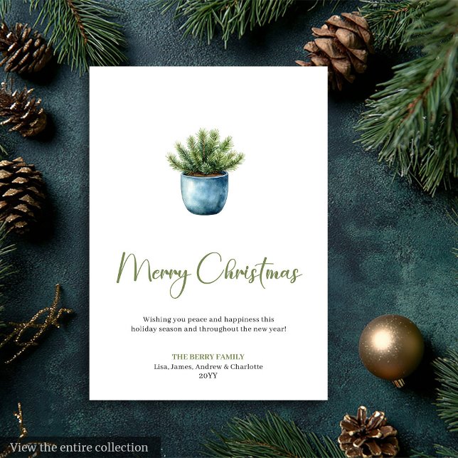 Rustic Boho Neutral Pine Wreath Christmas Greeting Julkort (Rustic Boho Neutral Pine Wreath Christmas Greeting)