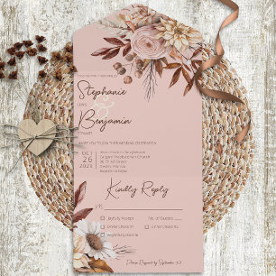 Rustic Boho Neutralt Blommigt Rosa Middag