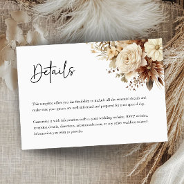Rustic Boho Neutralt Blommigt Weding-informationsk Tilläggskort