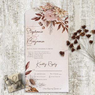 Rustic Boho Neutralter Blommigt Tan Middag