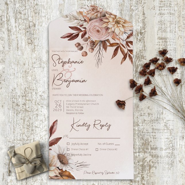 Rustic Boho  Neutralter Blommigt Tan Middag (Skapare uppladdad)
