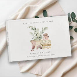 Rustic Boho Nursery Foliage Girl Baby Shower Gästböcker