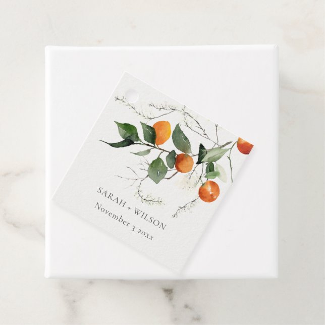 Rustic Boho Orange Blommar Botanical Bröllop Gåvor Etiketter (På plats)