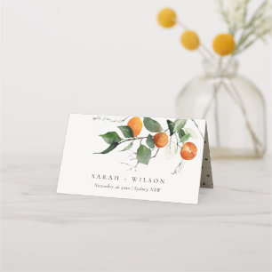 Rustic Boho Orange Blommar Botanical Bröllop Placeringskort