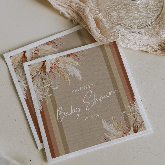 Rustic Boho Pampas Grass Baby Shower Pappersservett (Skapare uppladdad)
