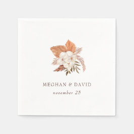 Rustic Boho Pampas Grass Blommigt Desert Bröllop Pappersservett