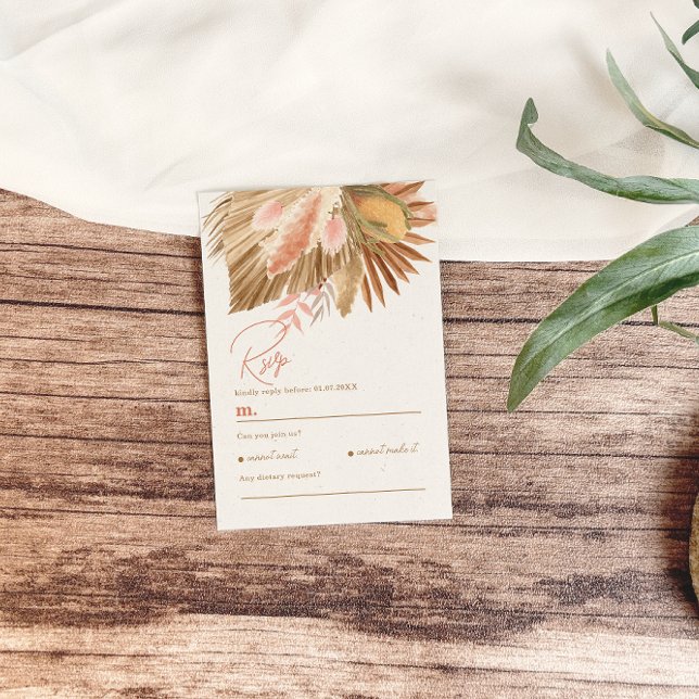 Rustic Boho Pampas Grass Bröllop OSA Kort (Skapare uppladdad)