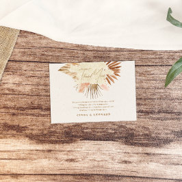 Rustic Boho Pampas Grass Bröllop Tack Kort