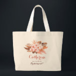 Rustic Boho Pampas Grass, kommer du att bli min br Jumbo Tygkasse<br><div class="desc">Rustic Boho Pampas Grass  Rosa Orchids Desert kommer att bli min Bridesmaid Frieri Tote Bag</div>
