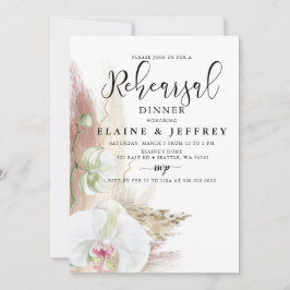Rustic Boho Pampas Grass Orchid Rehearsal Middag Inbjudningar